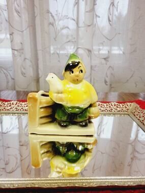 Vintage Shawnee Pottery Boy & Chicken Planter 645 Mid Century Ceramic Vase Art